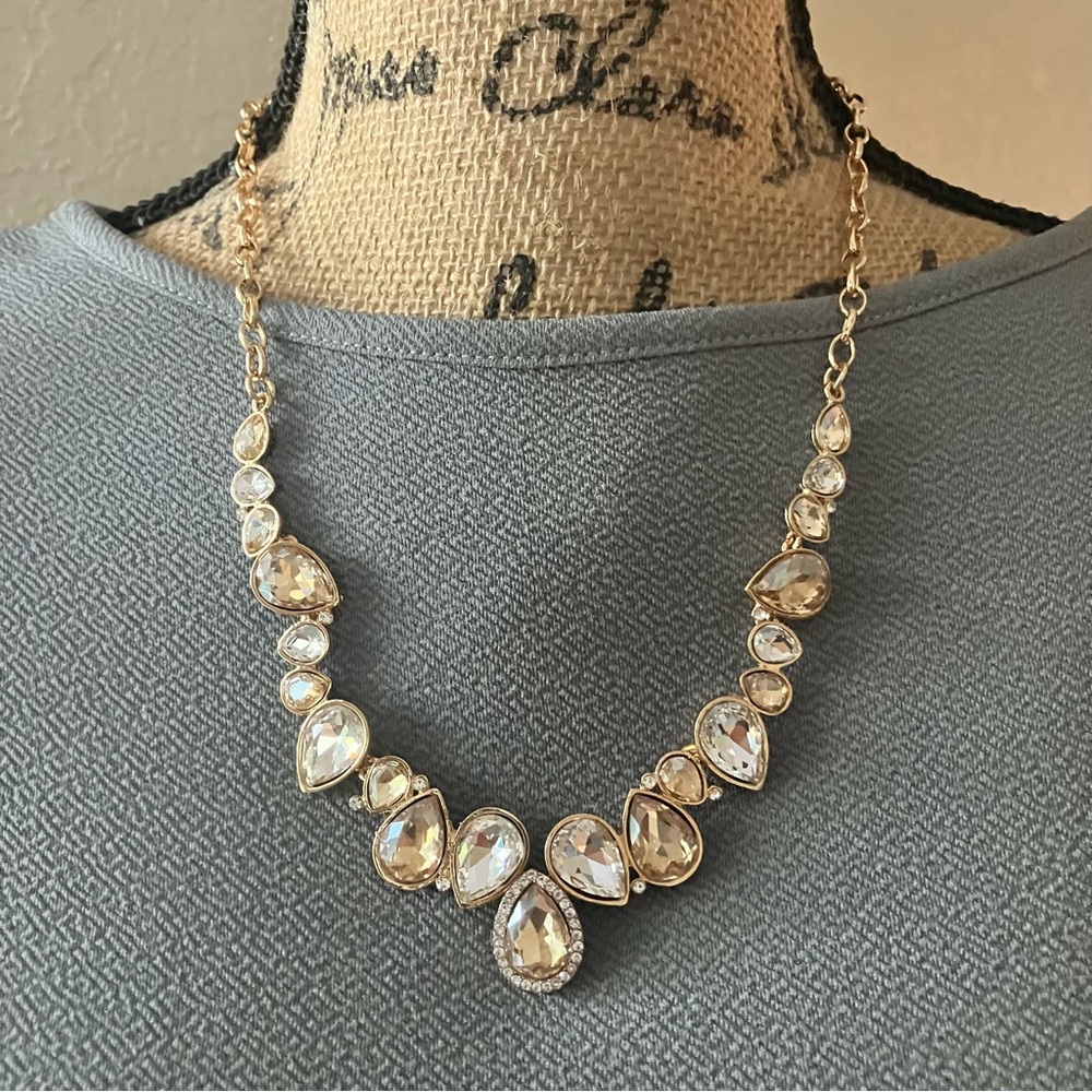 Crystal gemstone formal necklace and earring set